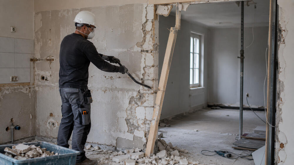 Baustellenabbau in einem renovierten Raum Baustellenabbau in einem renovierten Raum